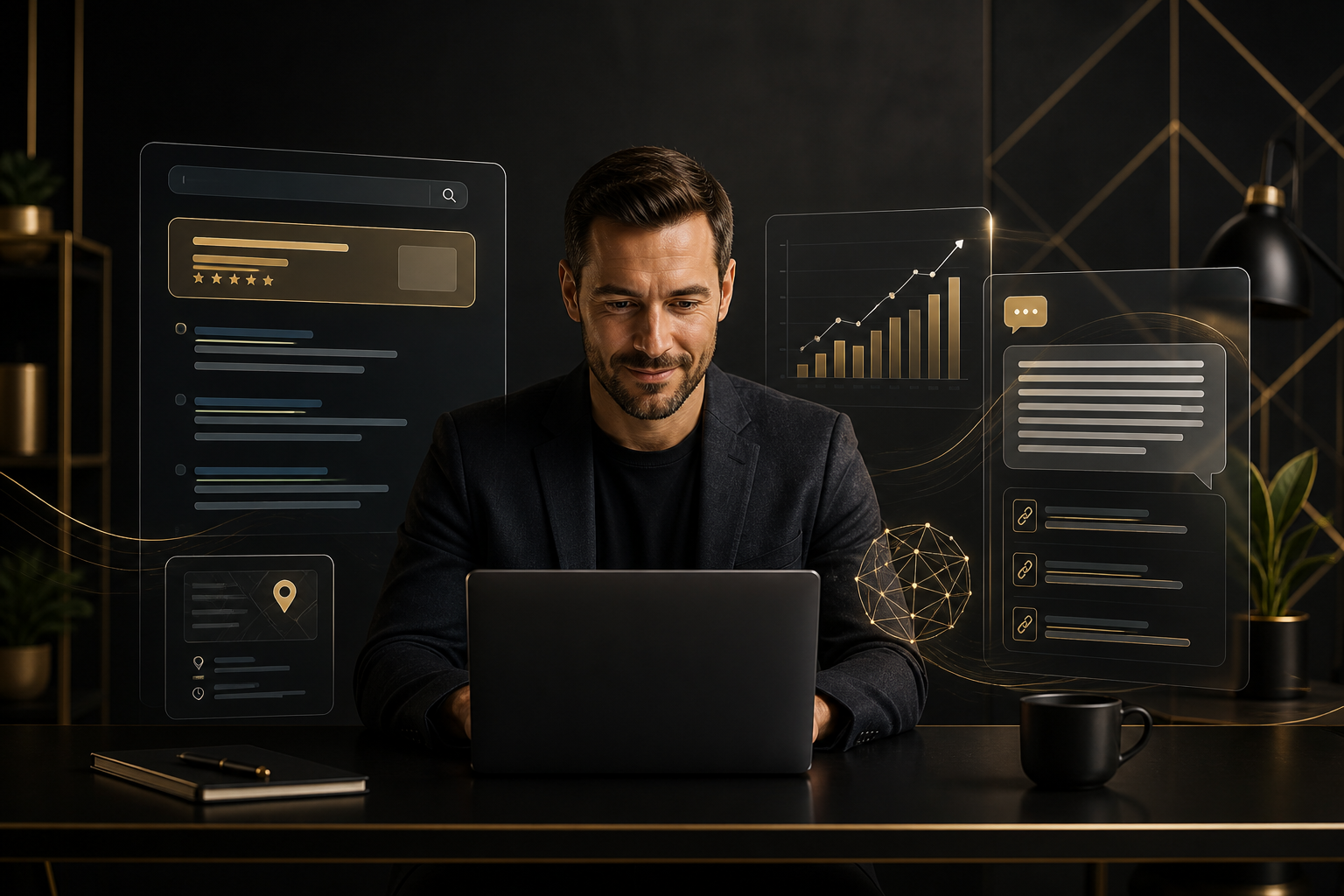 KKV marketing SEO és AEO: kereső, Google Cégprofil, web és mérés — Debrecen kisvállalkozás illusztráció, TD-AI blog