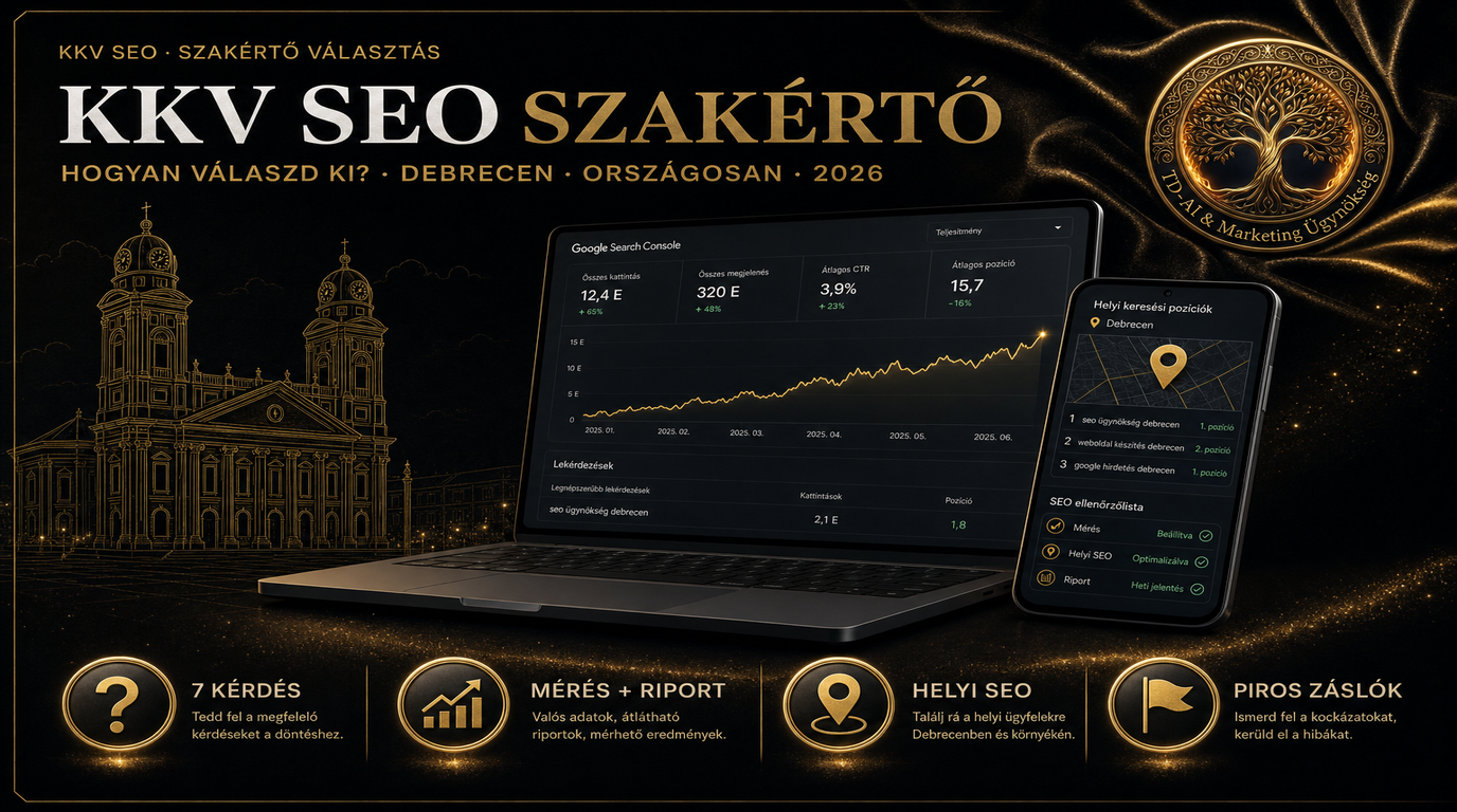 KKV SEO szakértő választás: mérés, helyi SEO és piros zászlók — TD-AI KKV blog Debrecen