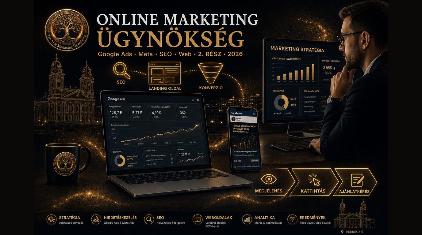 Online marketing Debrecen: Google Ads, Meta, landing — TD-AI