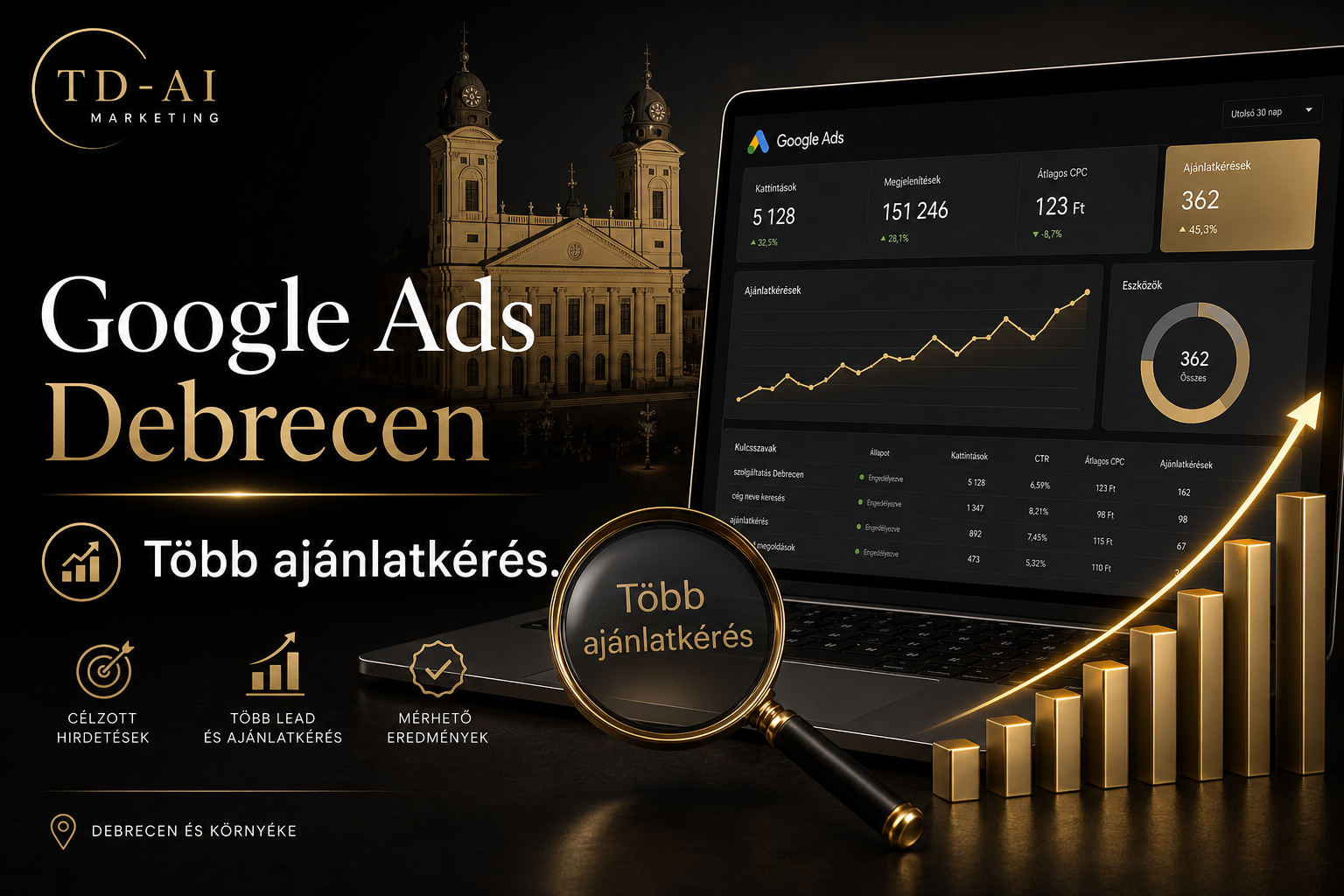Google Ads kezelés Debrecenben - több ajánlatkérés keresőhirdetésből
