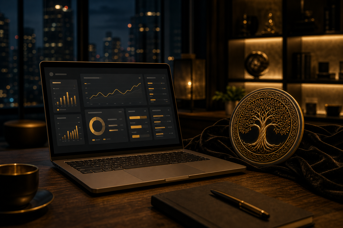 Google Ads kezelés: sötét prémium iroda, hirdetéskezelő dashboard laptopon — ajánlatkérés mérése, nem kattintásvásárlás