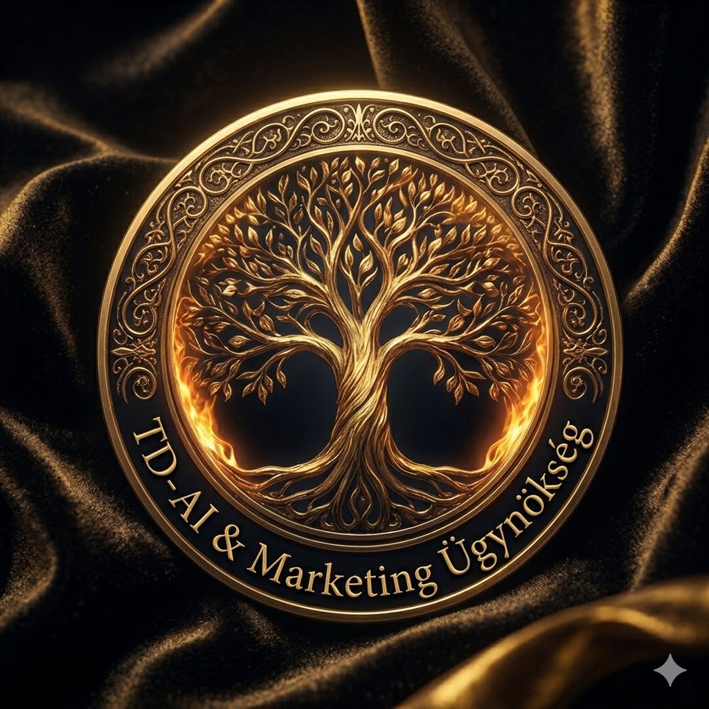 TD-AI & Marketing Ügynökség — arany embléma, életfa