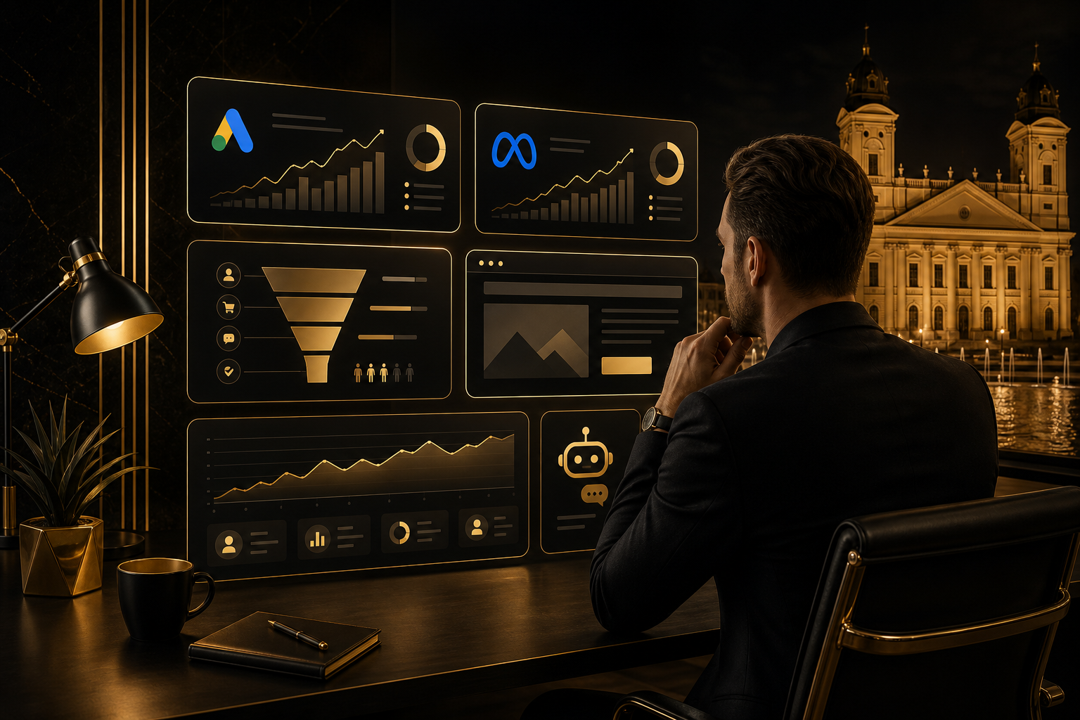 Marketing ügynökség Debrecen: Google Ads, Meta hirdetés, landing és AI chatbot dashboard