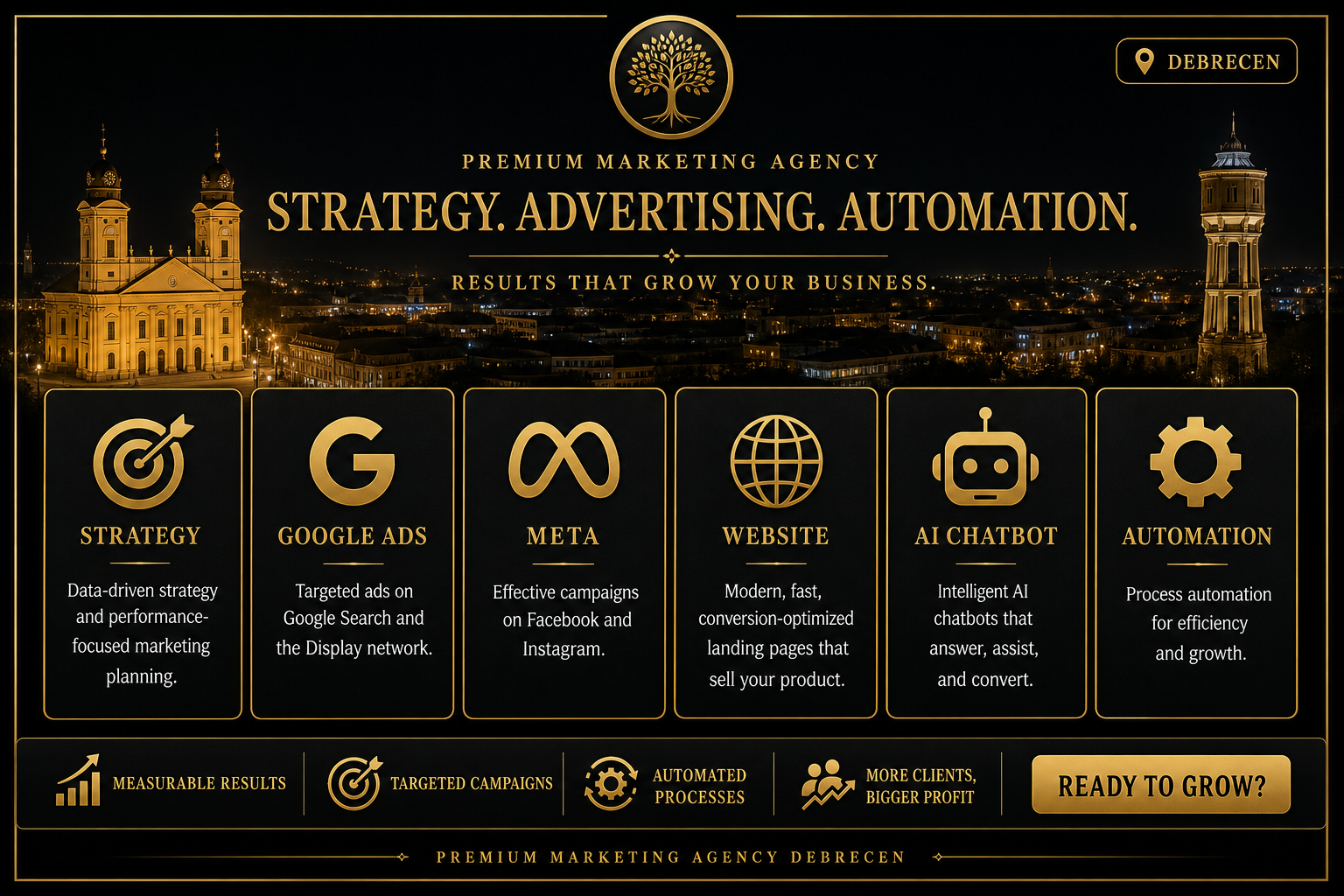 TD-AI marketing service selector: strategy, Google Ads, Meta, website, AI chatbot and automation